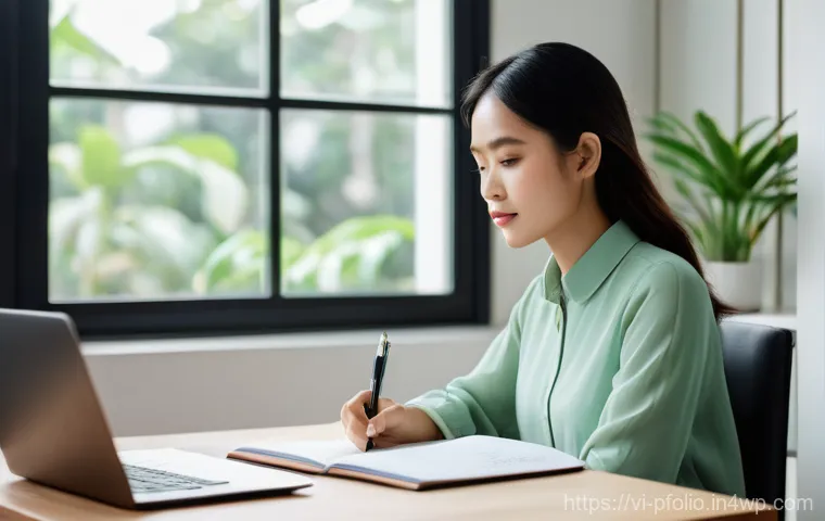 투자 포트폴리오의 성공적인 피드백 루프 구축 - **Prompt:** A serene and focused young Vietnamese woman, in her late 20s, sits comfortably at a mini...